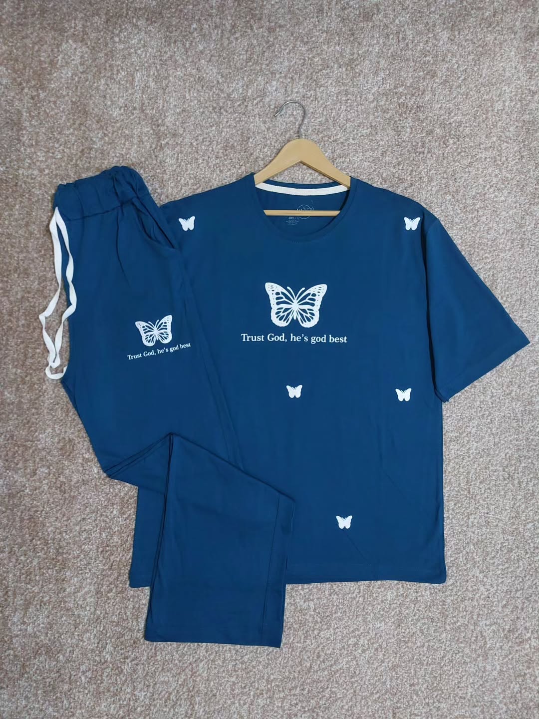 ست تیشرت لانگ و شلوار پروانه