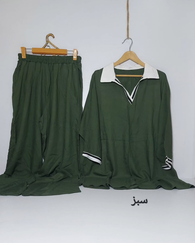 ست پلوشرت و شلوار سایز بزرگ زنانه